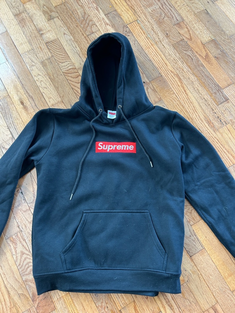 Supreme Black Crewneck Hoodie with Red Box Logo
